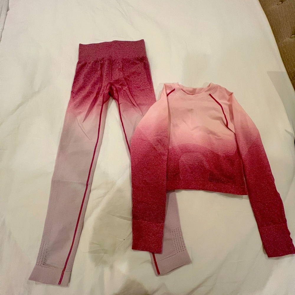 Seamless gym set long sleeve top